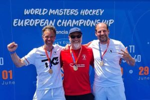 Bronzemedaillengewinner Phillip von Kap-herr mit den Berliner Mitstreitern Michael Kossel und Matthias Martens