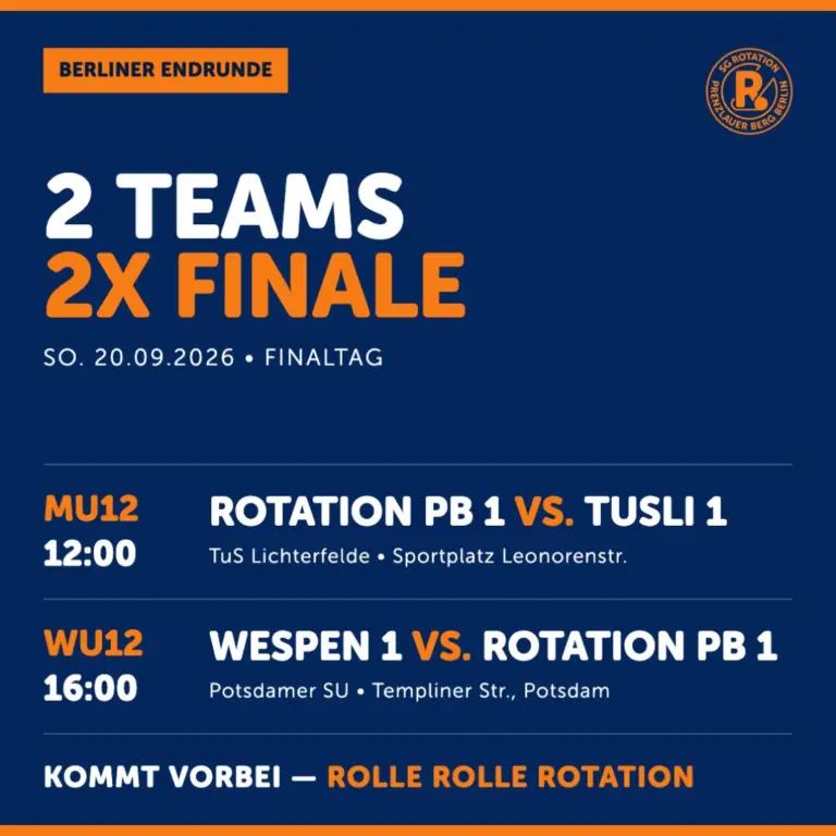 Morgen starten unsere beiden U12 Meister-Teams ins Finale der Berliner Endrunde. Starke Leistung! Die Jungs der mU12 starten um 12Uhr gg TuSLi auf der Leo, die Mädchen der wU12 um 16Uhr gg Wespen bei PSU. Auf erfolgreiche Finalspiele 🏑💪, kommt alle fleißig anfeuern 📣 Viel Erolg & Spaß beiden Teams. Wir sind jetzt schon #stolzwierolle 🧡💙
