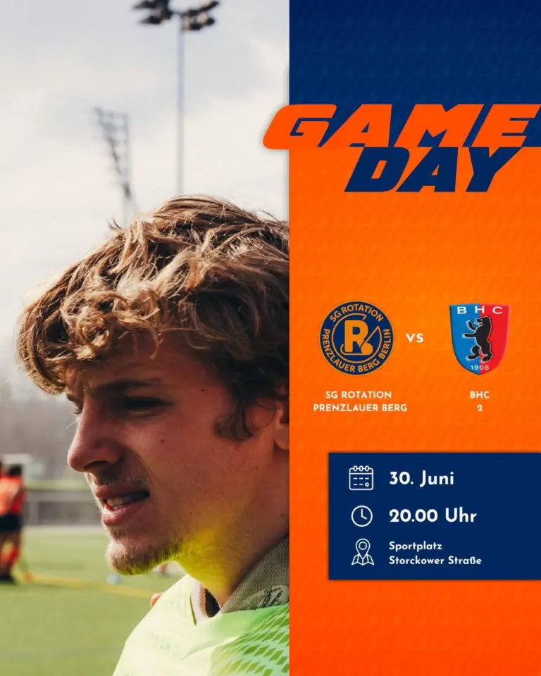 Eine schwierige Saison geht für uns mit dem verschobenen Spiel vom Sonntag am Dienstag zu Ende. Um 20 Uhr kämpfen wir ein letztes Mal in dieser Saison gemeinsam; es ist zugleich das letzte Spiel von Christian und Lysander. Kommt alle vorbei und feuert uns an, um 20 Uhr auf dem Sportplatz an der Storkower Straße.