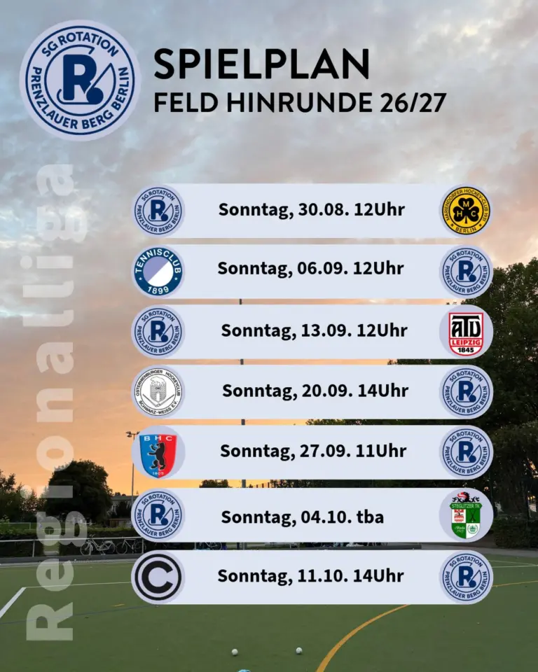 Hello again ✨
Die Akkus sind wieder voll, die Schläger poliert und die Taltiktafeln mit neuen Stiften bereit. 

Morgen startet die neue Saison und wir sind ready! 
Wir freuen uns auf eine gute Hinrunde in der Regio und können die ersten Törchen kaum erwarten. Die meisten Spiele sind in Berlin, das heißt die Wochenenden sind auch für euch wieder gesichert! Kommt vorbei, wir freuen uns auf euch 🧡💙

#rollerollerotation #rotationhockey