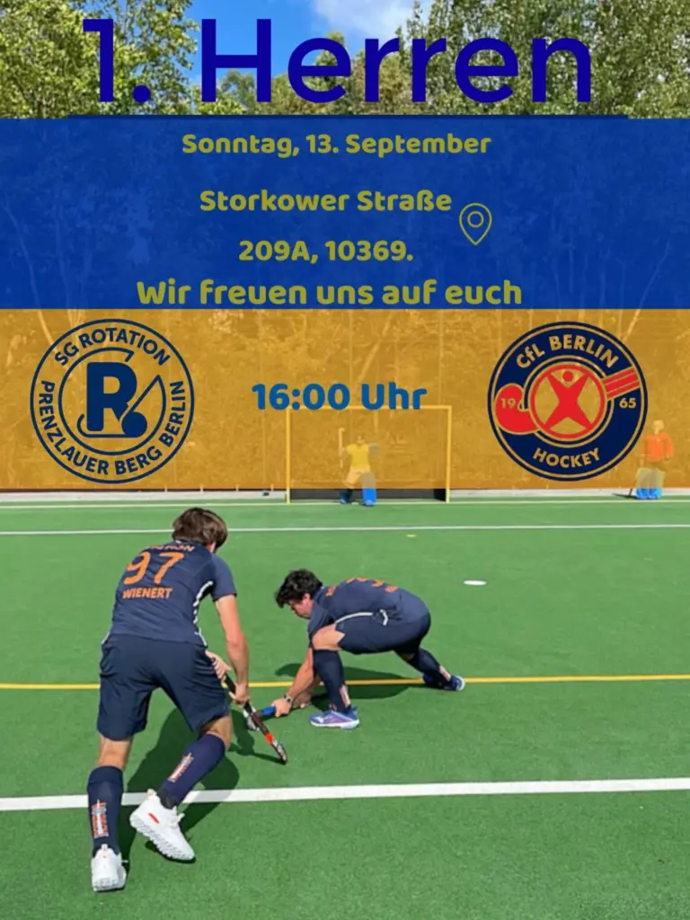 Heimspiel am Clubsonntag!

Nach dem sehr guten Start im ersten Pflichtspiel, geht es am kommenden Sonntag gegen die Jungs vom CfL. Kommt auf die Storkower und genießt ab 12 Uhr feinstes Hockey in orange-blau angefangen mit den ersten Damen gegen ATV gefolgt von den zweiten Damen gegen SCC 2 ab 14 Uhr. Wir geben uns ab 16 Uhr die Ehre und freuen uns auf diesen BUNTEN Sonntag. Eure 1. Herren